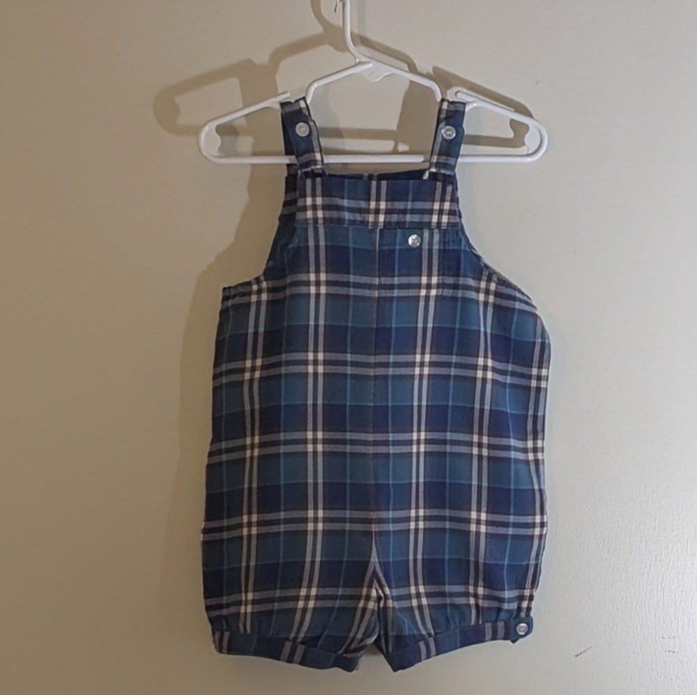 🩵 Burberry adorable Boys Blue Plaid Burberry Romper! EUC 🩵